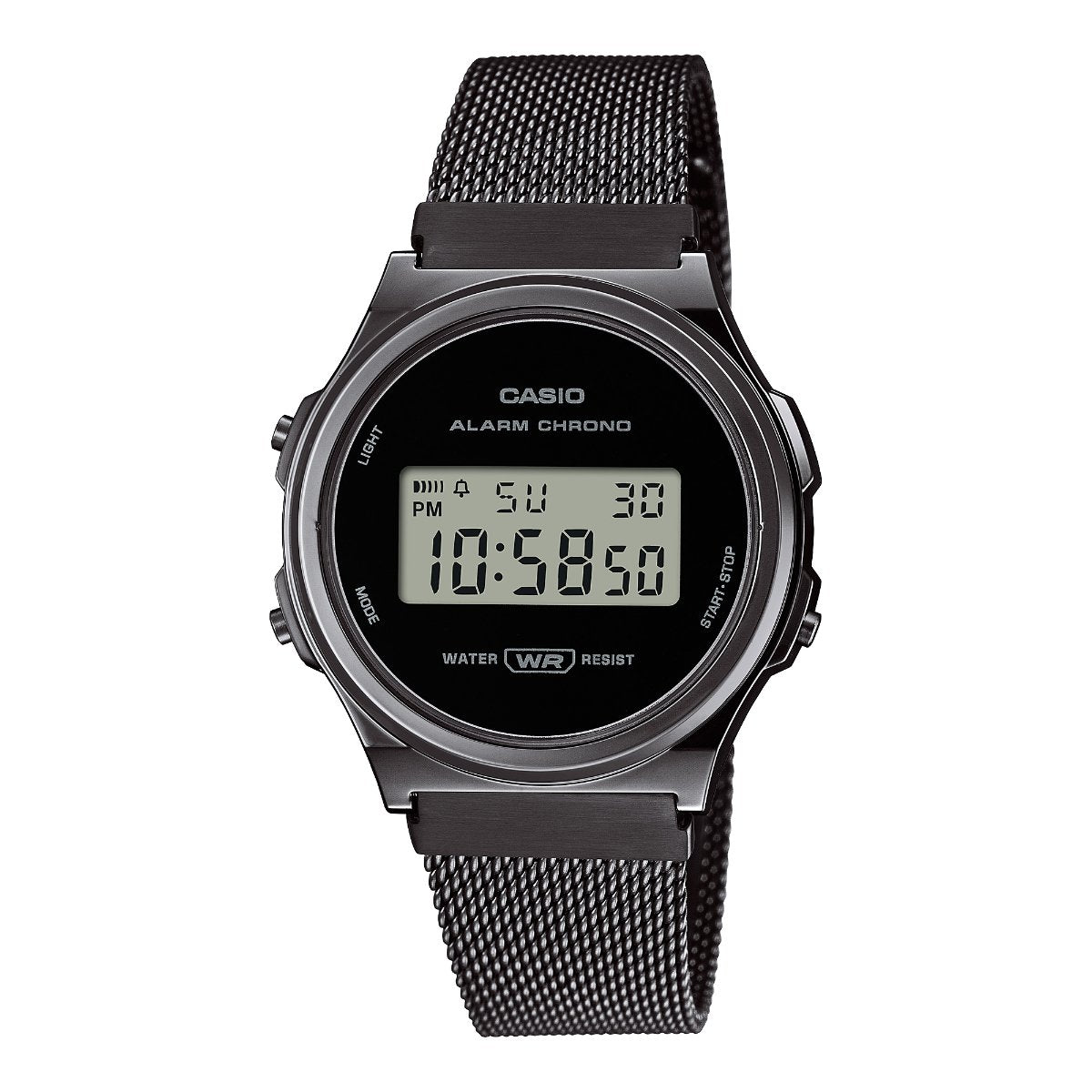 Casio Gunmetal Retro Black Mesh Youth Unisex Watch | A171WEMB - 1ADF | TIME Watches