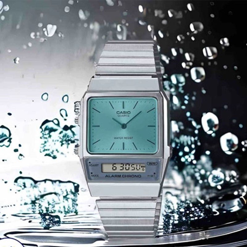 Casio Retro Vintage Silver with Blue Dial Unisex Watch | AQ - 800EC - 2ADF | TIME Watches