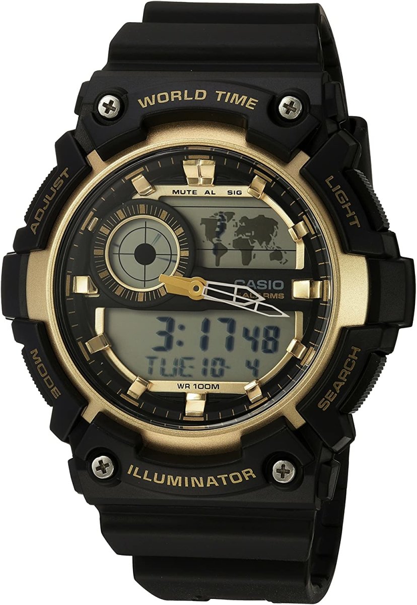 CASIO Super Illuminator Quartz Black Casual Men's Watch | AEQ - 200W - 9AVCF | TIME Watches