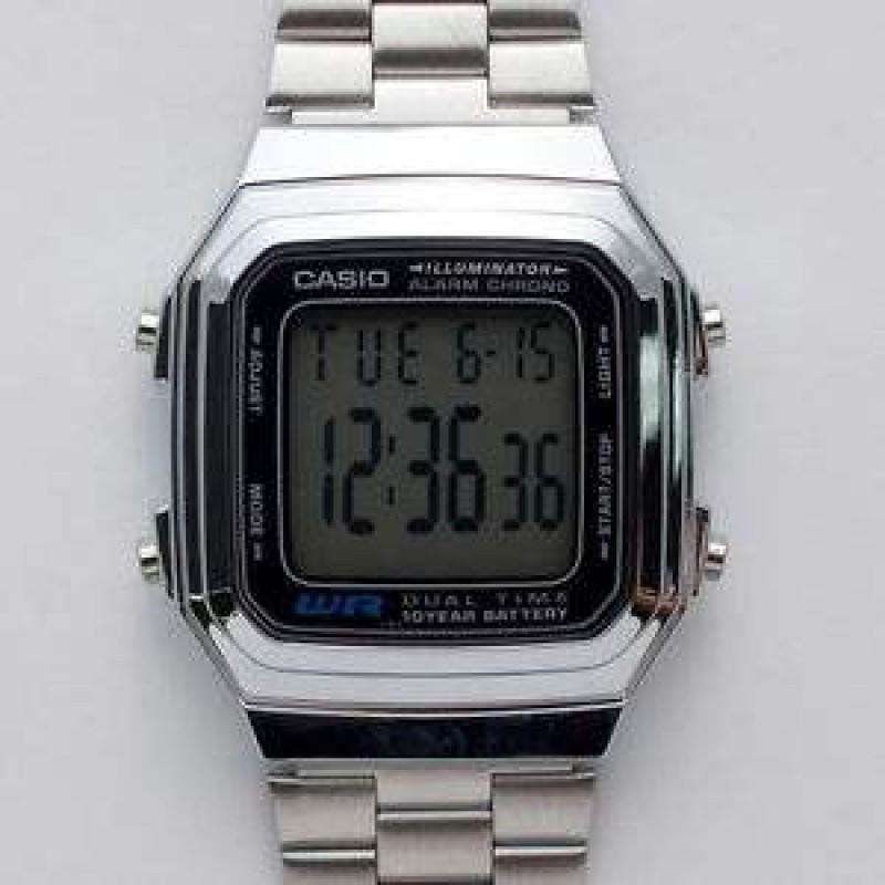 CASIO Vintage Chrono Digital Silver Stainless Steel Unisex Watch | A178WA - 1ADF | TIME Watches