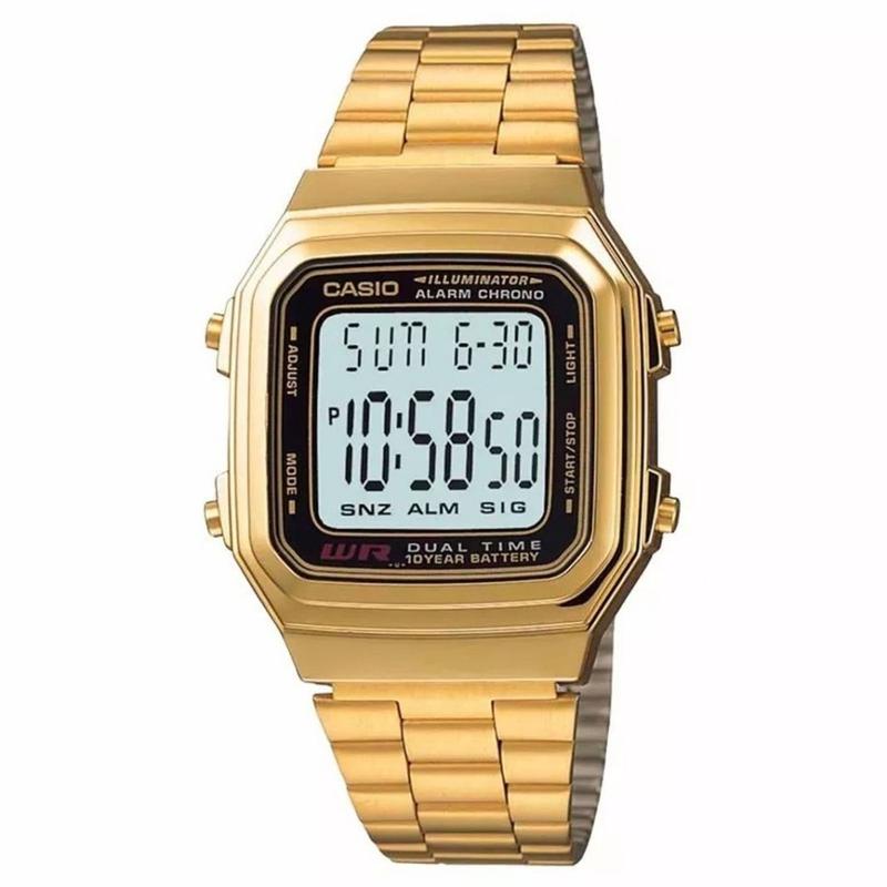 CASIO Vintage Chrono Gold Digital Stainless Steel Unisex Watch | A178WGA - 1ADF | TIME Watches
