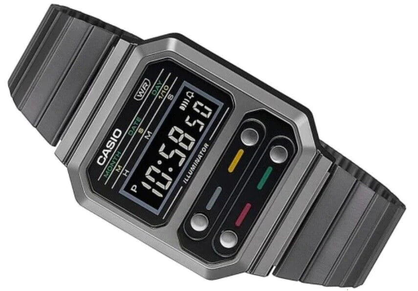 CASIO Vintage Digital Grey Stainless Steel Sports Men's Watch | A100WEGG - 1A | TIME Watches