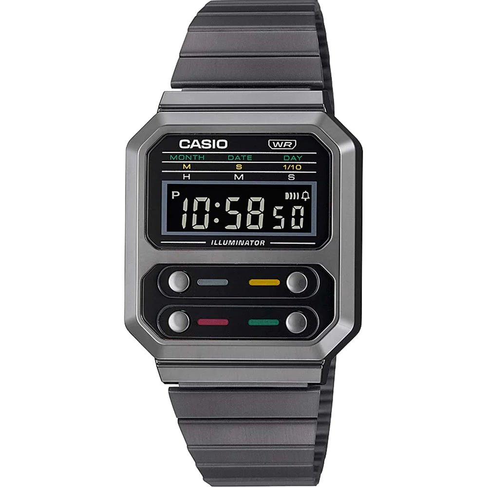 CASIO Vintage Digital Grey Stainless Steel Sports Men's Watch | A100WEGG - 1A | TIME Watches