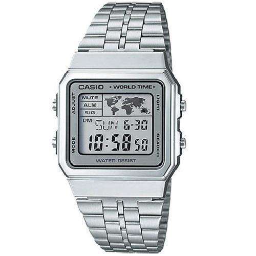 CASIO Vintage Silver Stainless Watch Unisex | A500W | TIME Watches