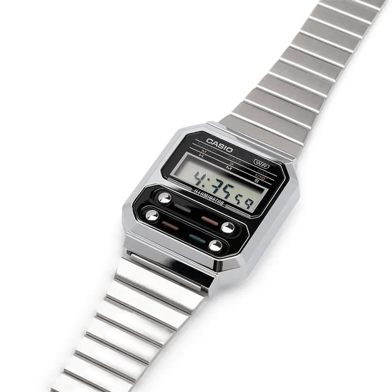 CASIO Vintage Watch Silver Men's Watch | A100WE - 1ADF | TIME Watches