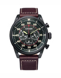 Citizen Chronograph Black Dial Brown Leather Men's Watch - CA4218-14E | Time Watch Specialists