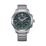 Citizen Eco-Drive Stainless Steel Chronograph Green Dial Men's Watch | AT2530-85X | Time Watch Specialists