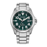 Citizen Eco-Drive Titanium Green Dial Men's Drfess Watch | BN0241-59W | Time Watch Specialists