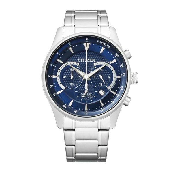 Citizen Gents Silver Strap Blue Dial Watch | TIME Watches