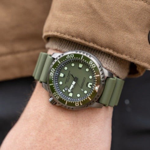 Citizen Promaster Eco-Drive Moment of Adventure Green Men's Watch - BN0157-11X | Time Watch Specialists