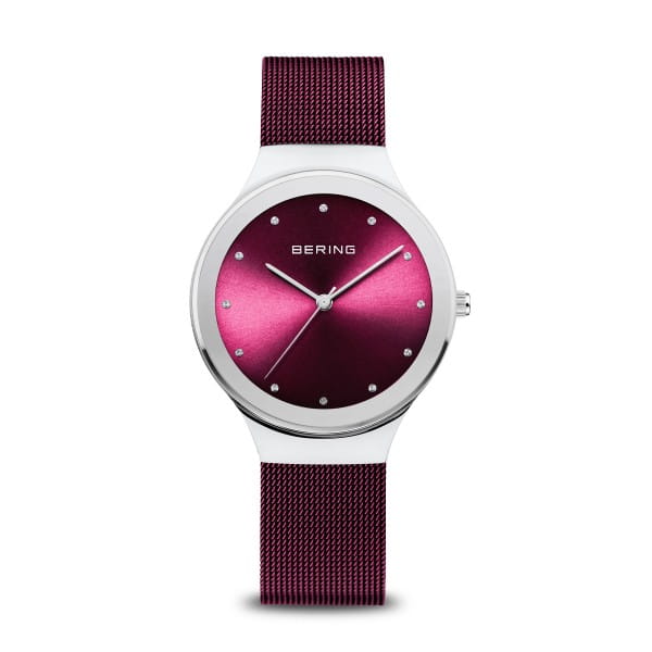 BERING Classic Silver Dial Polished Silver Mesh 34mm Women's Watch | 12934 - 909 | TIME Watches