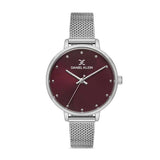 Daniel Klein Dark Red Stainless Steel Mesh Woman's Watch | DK112907-6 | Time Watch Specialists