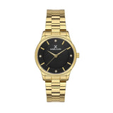 Daniel Klein IP Gold Premium Black Dial Three Hands Woman's Watch | DK113455-3 | Time Watch Specialists