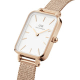 Daniel Wellington Quadro Pressed Mesh Rose Gold White Women's Watch | DW00100431 | Time Watch Specialists