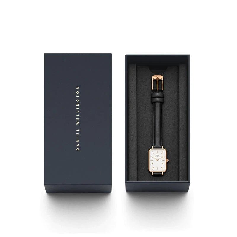 Daniel Wellington Quadro Pressed Sheffield Black Leather Woman's Watch | DW00100450 | Time Watch Specialists