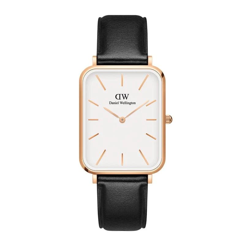 Daniel Wellington Quadro Pressed Sheffield Black Leather Woman's Watch | DW00100450 | Time Watch Specialists