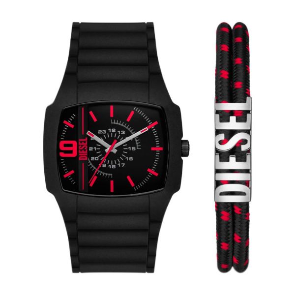 Diesel Cliffhanger 2.0 Three - Hand, Black Silicone and Stainless Steel Men's Watch | DZ2191SET | TIME Watches
