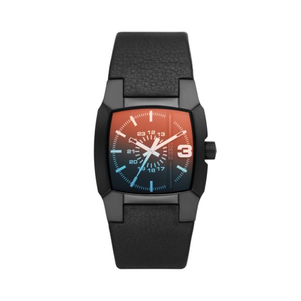 Diesel Cliffhanger Three-Hand Black Leather Men's Watch | DZ2000 | Time Watch Specialists