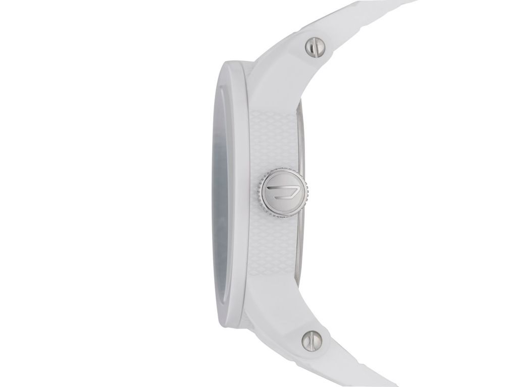 Diesel Double Down White Round Silicone Men's Watch - DZ1436 | Time Watch Specialists