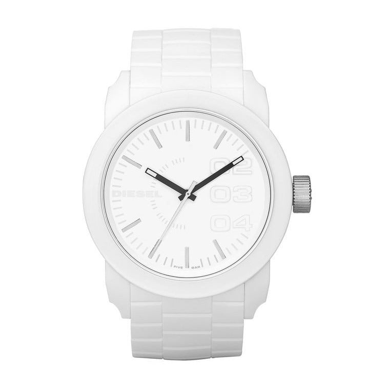 Diesel Double Down White Round Silicone Men's Watch - DZ1436 | Time Watch Specialists
