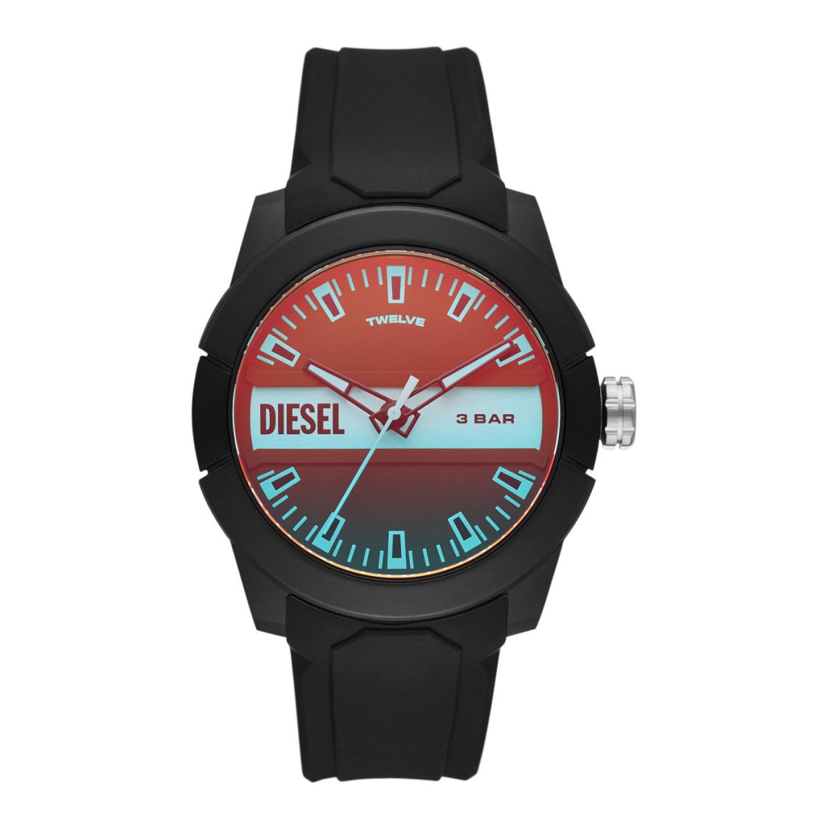 Diesel Double Up Three-Hand Black Silicone Men's Watch - DZ1982 | Time Watch Specialists