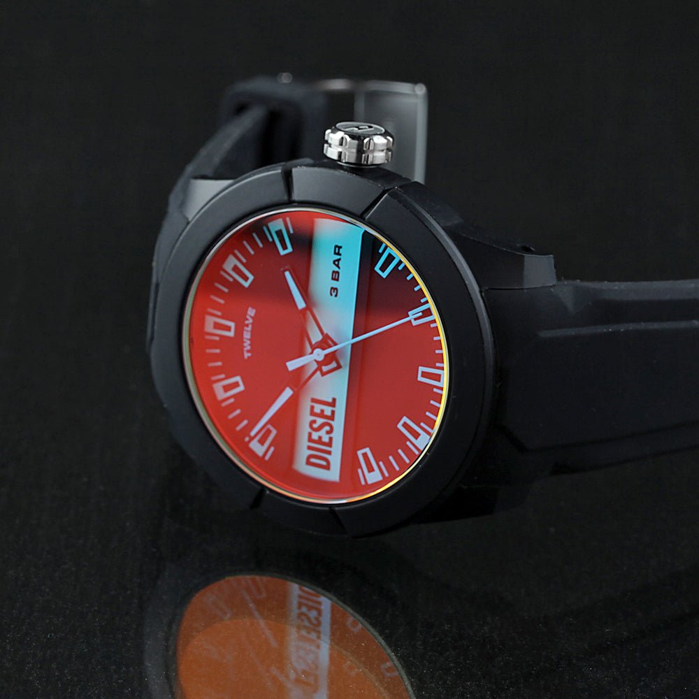 Diesel Double Up Three-Hand Black Silicone Men's Watch - DZ1982 | Time Watch Specialists