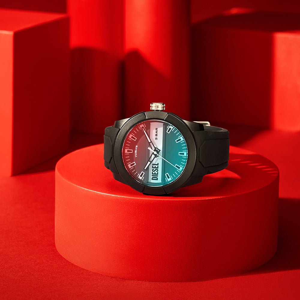 Diesel Double Up Three-Hand Black Silicone Men's Watch - DZ1982 | Time Watch Specialists