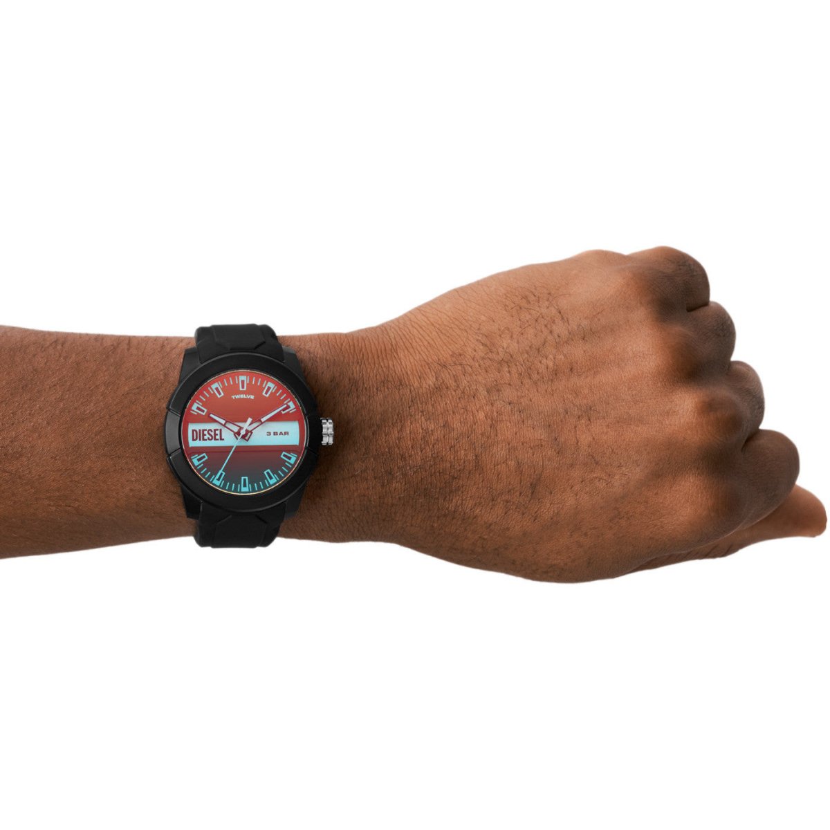 Diesel Double Up Three-Hand Black Silicone Men's Watch - DZ1982 | Time Watch Specialists