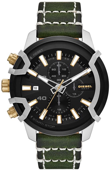 Diesel Griffed Chronograph Green Leather Men's Watch | DZ4585 | TIME Watches