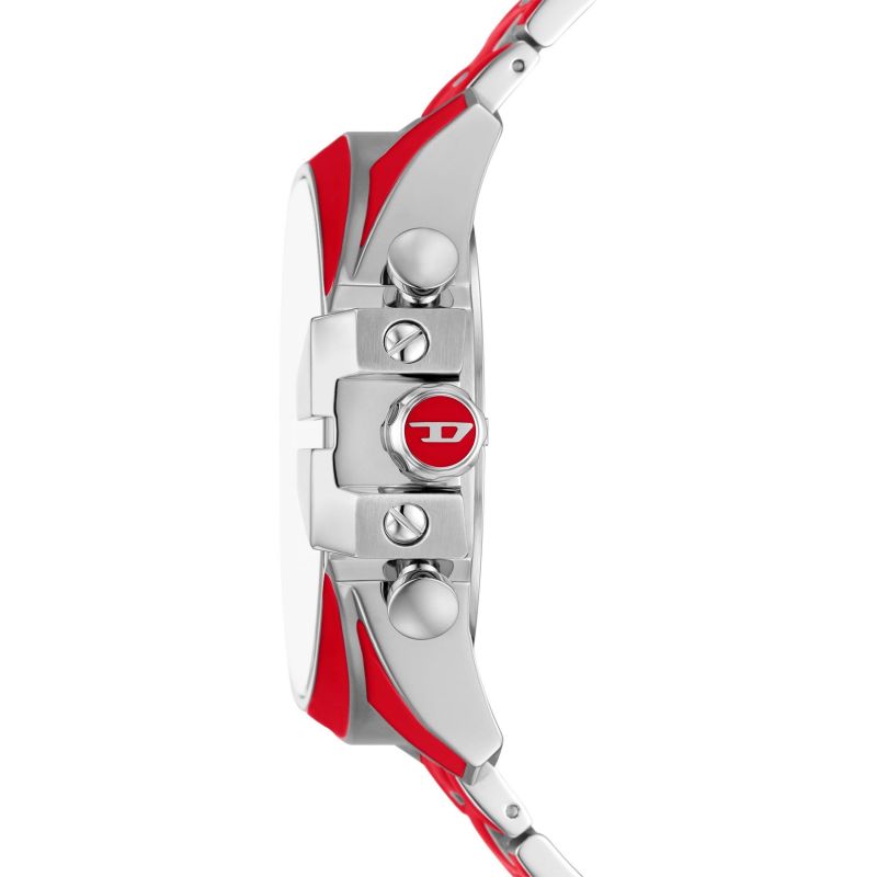 Diesel Mega Chief Chronograph, Red Enamel and Stainless Steel Men's Watch | DZ4638 | Time Watch Specialists