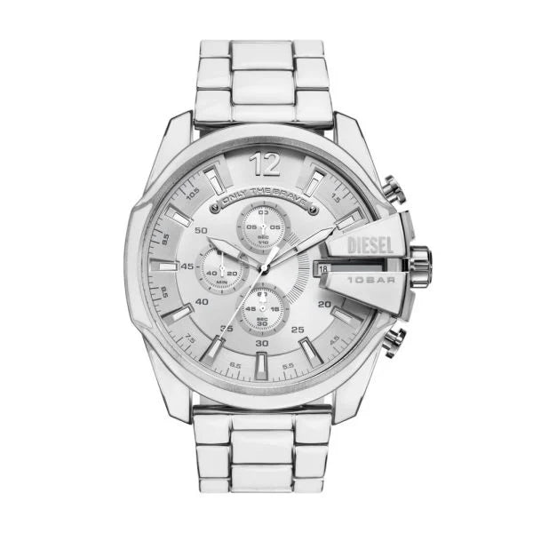 Diesel Mega Chief Chronograph White and Stainless Steel Men's Watch | DZ4660 | TIME Watches