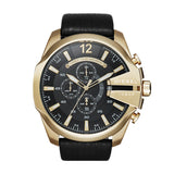 Diesel Mega Chief Gold Round Leather Men's Watch - DZ4344 | Time Watch Specialists