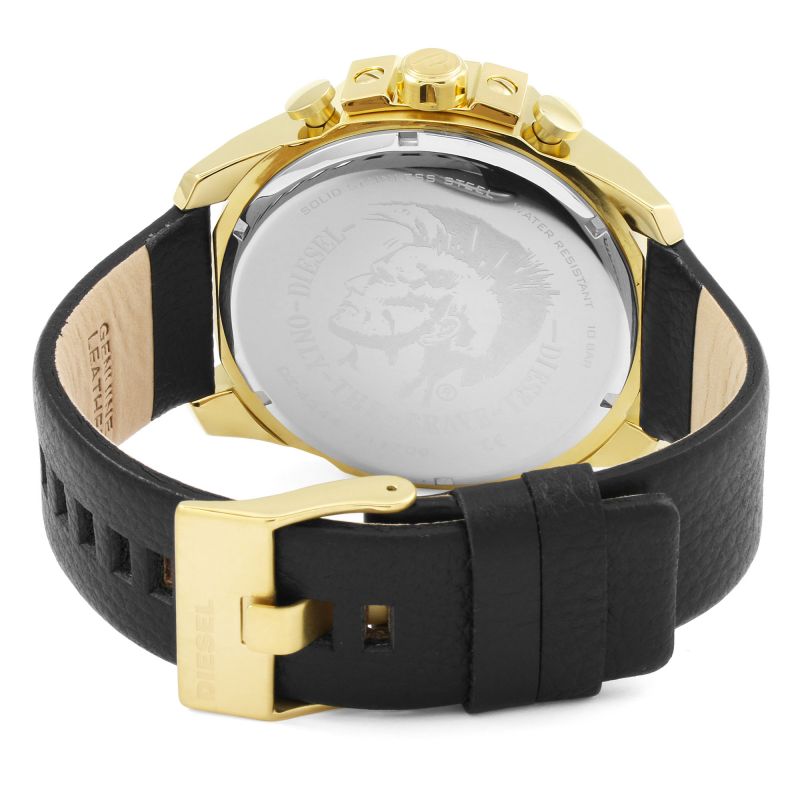 Diesel Mega Chief Gold Round Leather Men's Watch | DZ4344 | TIME Watches