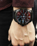 Diesel Men's Mega Chief Black Round Leather Watch - DZ4323 | Time Watch Specialists