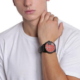 Diesel Men's Mega Chief Black Round Leather Watch - DZ4323 | Time Watch Specialists