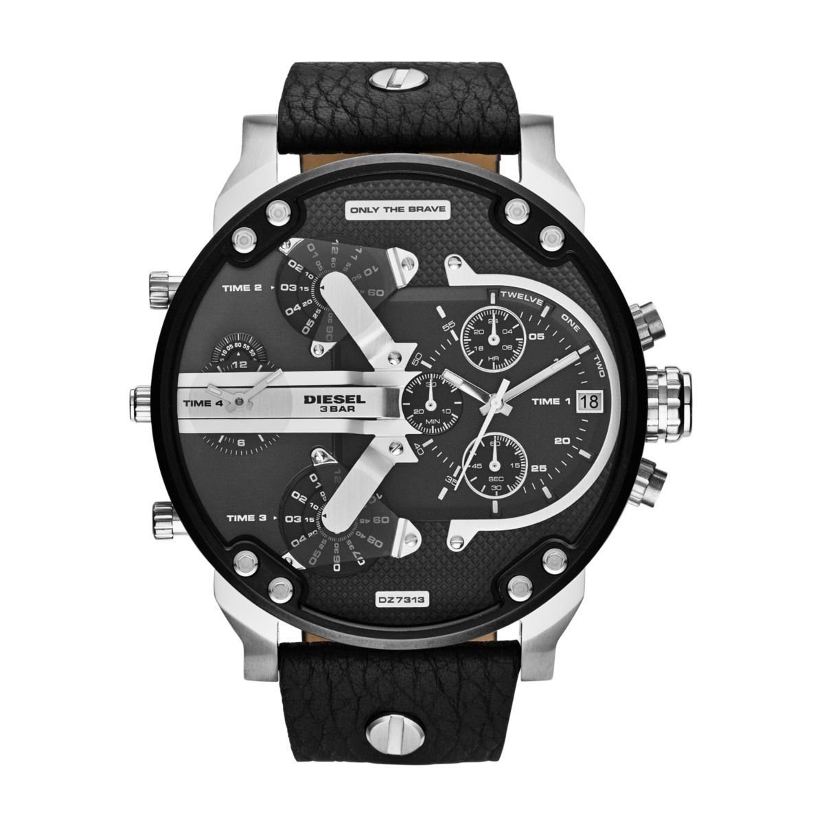 Diesel Men's Mr. Daddy 2.0 Silver Round Leather Watch - DZ7313 | Time Watch Specialists