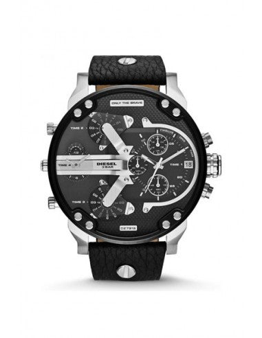 Diesel Men's Mr. Daddy 2.0 Silver Round Leather Watch - DZ7313 | Time Watch Specialists
