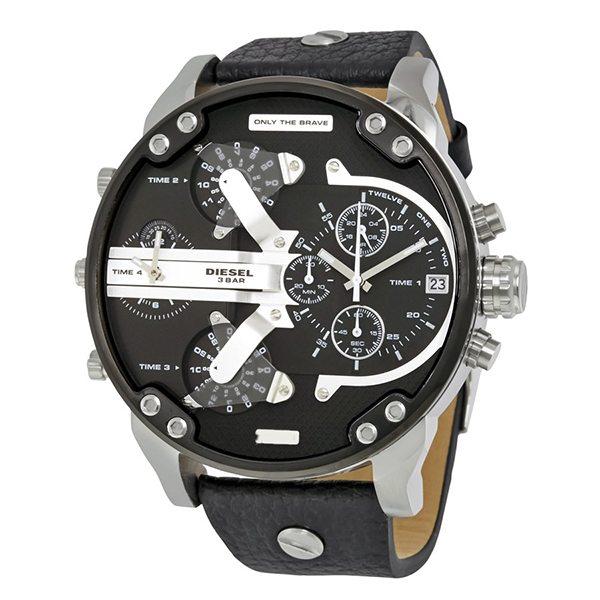 Diesel Men's Mr. Daddy 2.0 Silver Round Leather Watch - DZ7313 | Time Watch Specialists