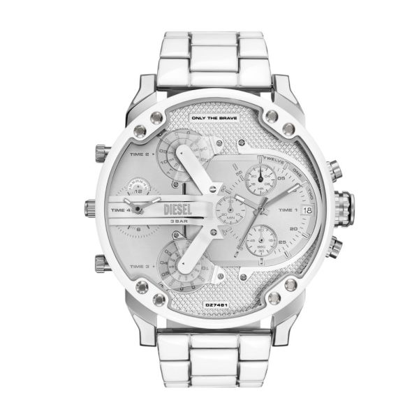Diesel Mr. Daddy 2.0 Chronograph White and Stainless Steel Men's Watch | DZ7481 | TIME Watches