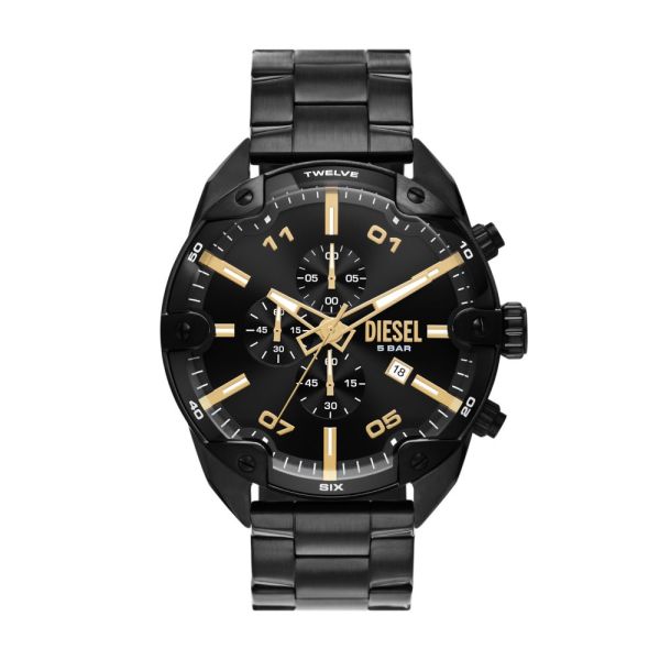 Diesel Spiked Chronograph, Black Stainless Steel Men's Watch | DZ4644 | TIME Watches
