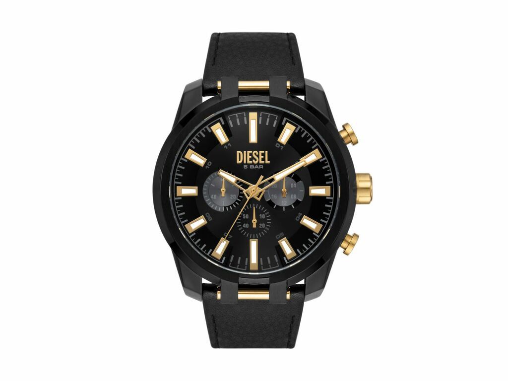 Diesel Split Chronograph Black Leather Men's Watch | DZ4610 | TIME Watches