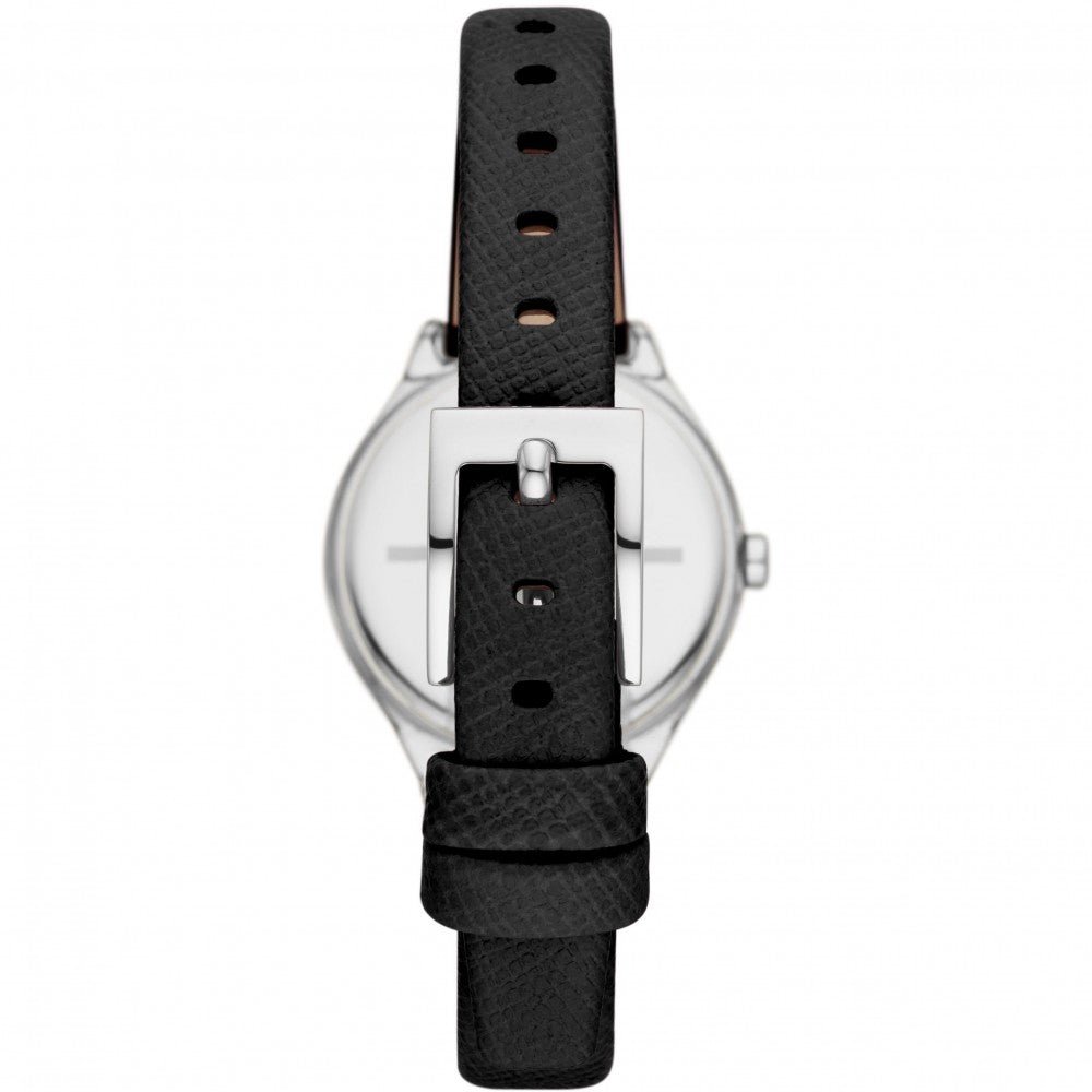 DKNY Parsons Silver Dial and Black Leather 28mm Women's Watch | NY6610 | TIME Watches