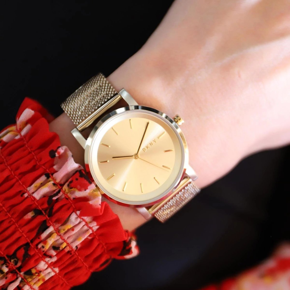 DKNY Soho Champagne Dial and Gold Steel Bracelet 34mm Women's Watch | NY2621 | TIME Watches