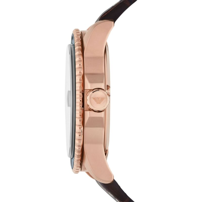Emporio Armani Blue Dial Brown Leather Men's Watch | AR11556 | Time Watch Specialists