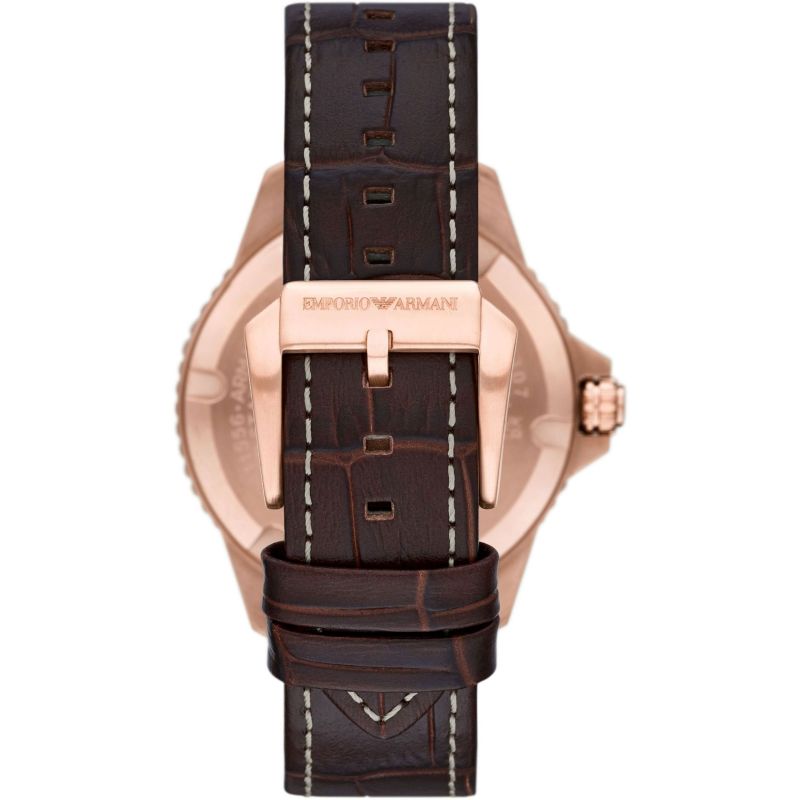 Emporio Armani Blue Dial Brown Leather Men's Watch | AR11556 | Time Watch Specialists