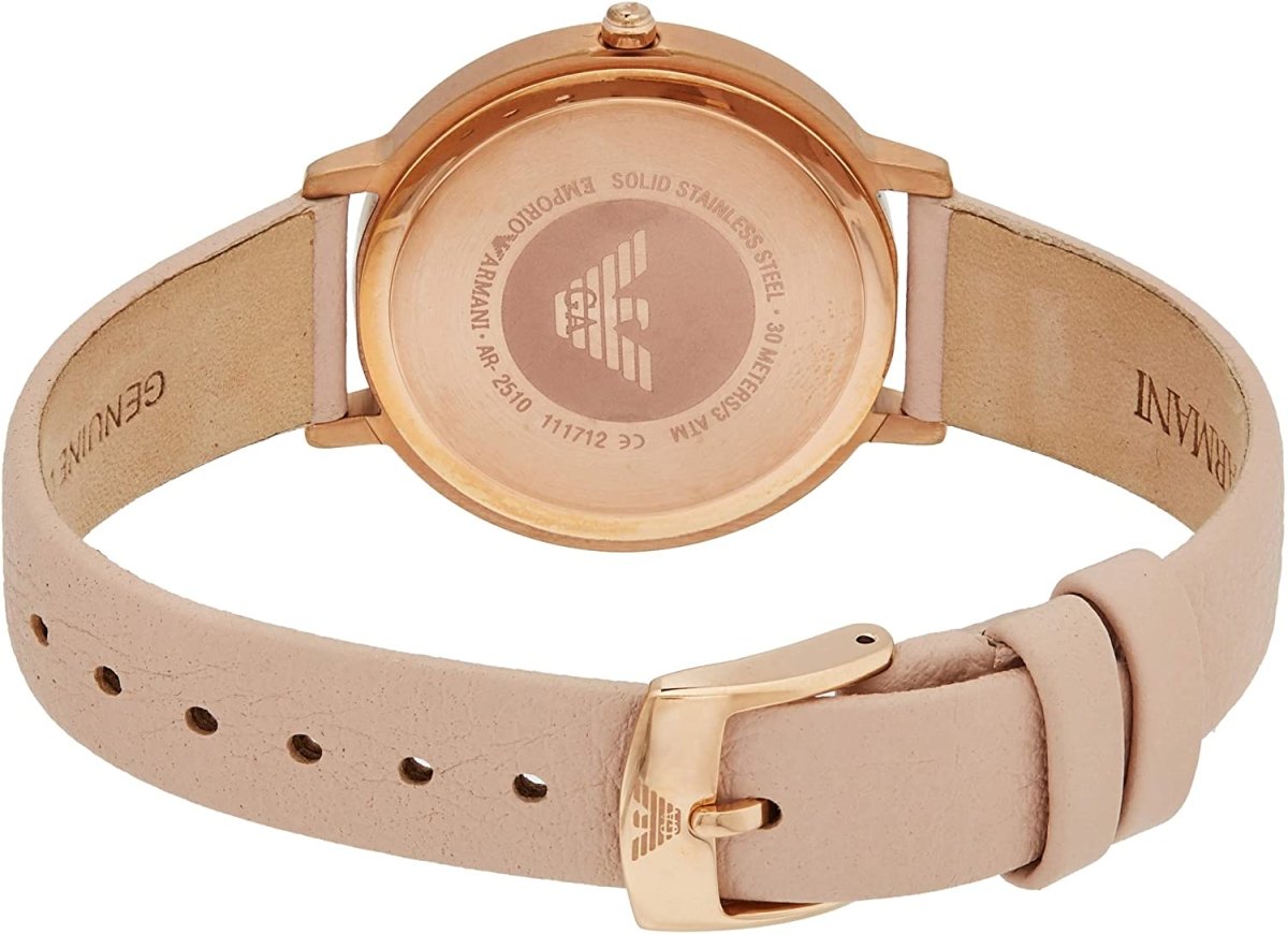 Emporio Armani Kappa Rose Gold Round Leather Women's Watch - AR2510 | Time Watch Specialists