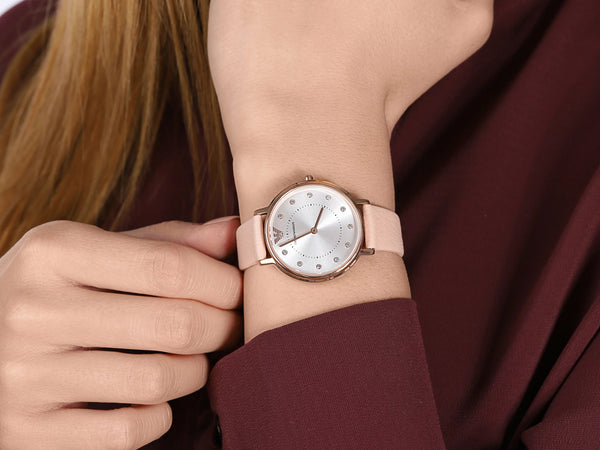 Emporio Armani Kappa Rose Gold Round Leather Women's Watch | AR2510