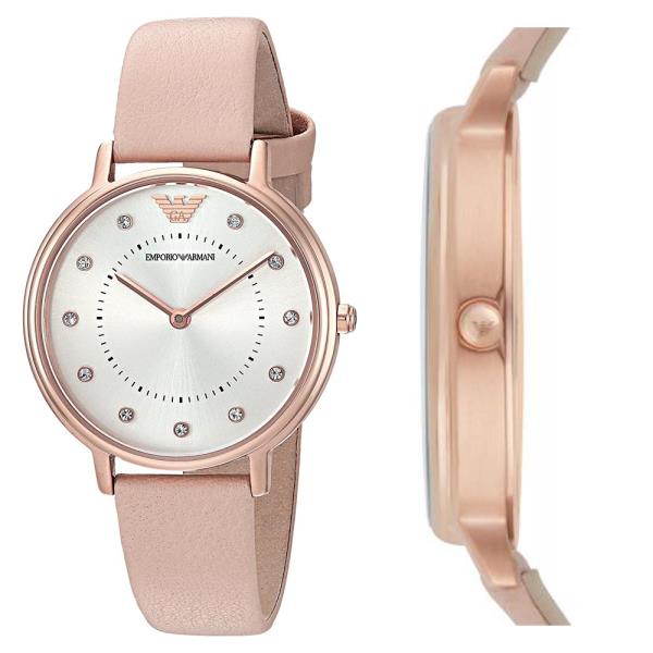 Emporio Armani Kappa Rose Gold Round Leather Women's Watch - AR2510 | Time Watch Specialists