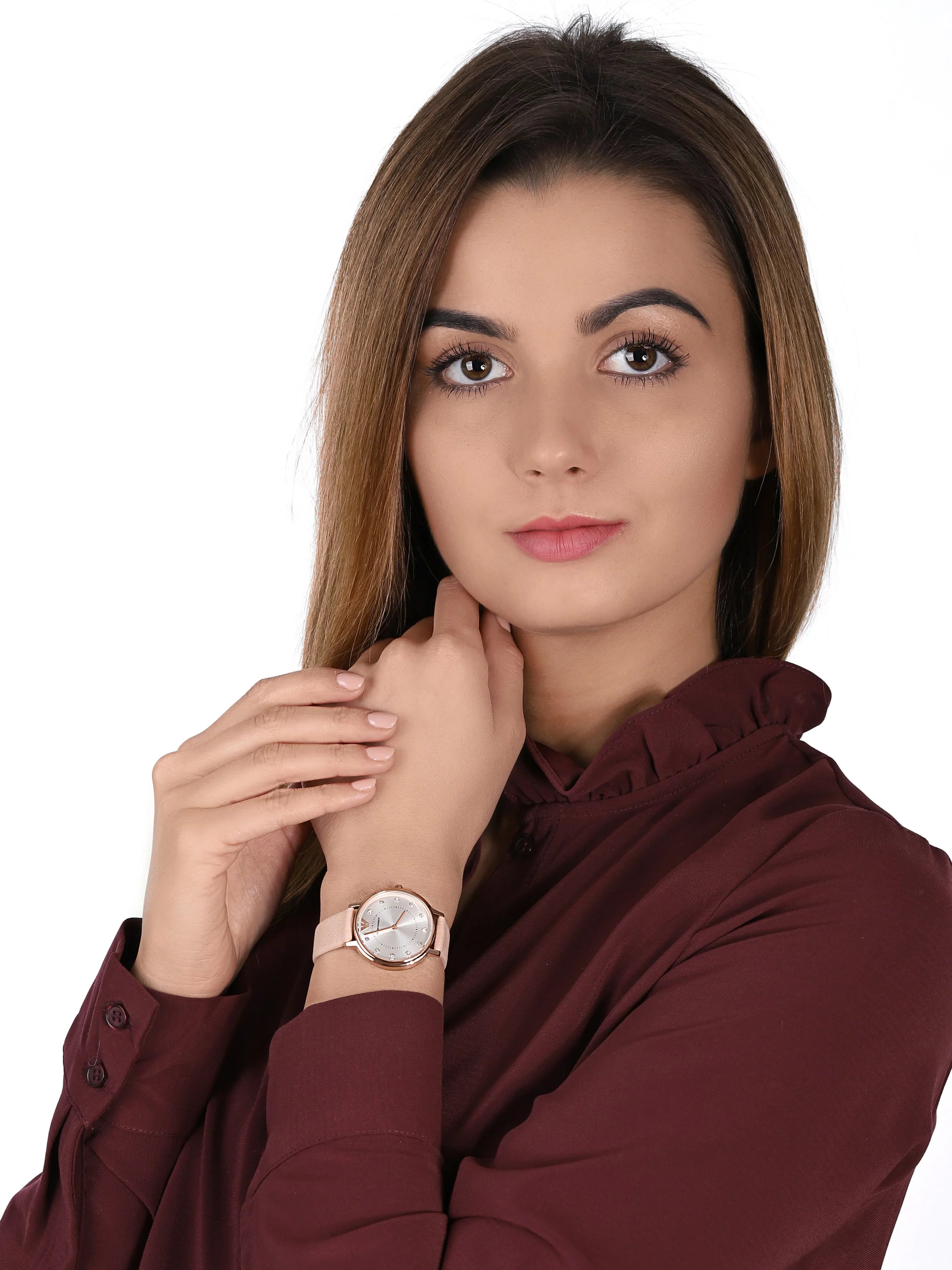Emporio Armani Kappa Rose Gold Round Leather Women's Watch - AR2510 | Time Watch Specialists