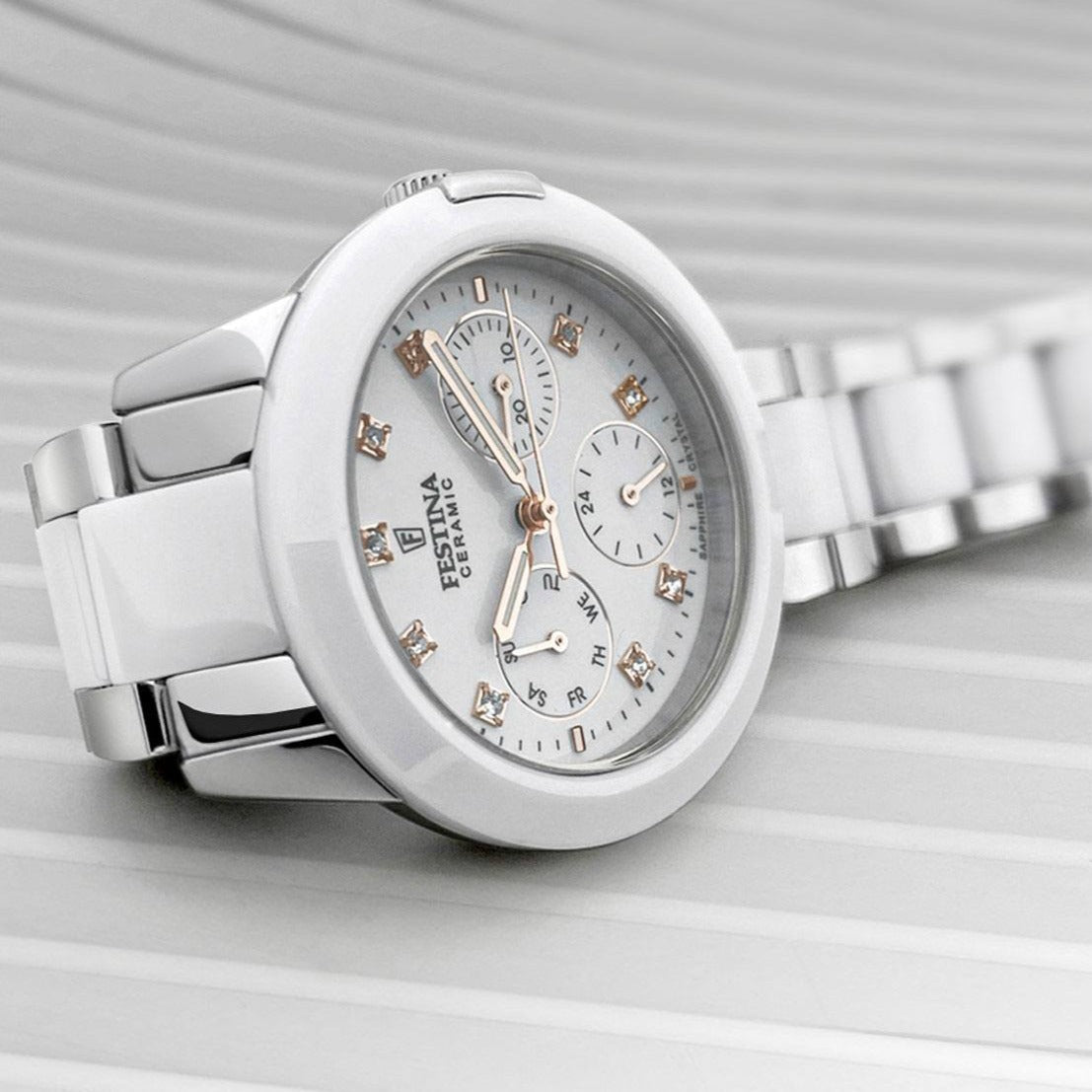 Festina Ceramic White Stainless Steel Woman's Watch | F20497/1 | Time Watch Specialists